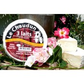 Chaundun 3 laits 300 gr Onctuosité du lait de brebis, piquant du lait de chèvre et moelleux du lait de vache font de ce fromage un fromage unique